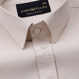 Vicenza Cream Plain Oxford Cotton Shirt - John Ellies