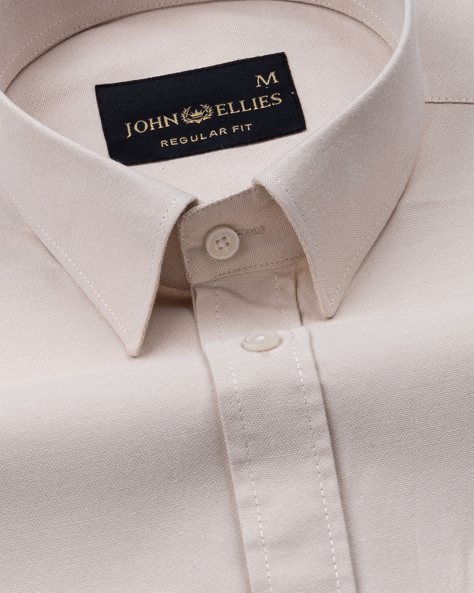 Vicenza Cream Plain Oxford Cotton Shirt - John Ellies