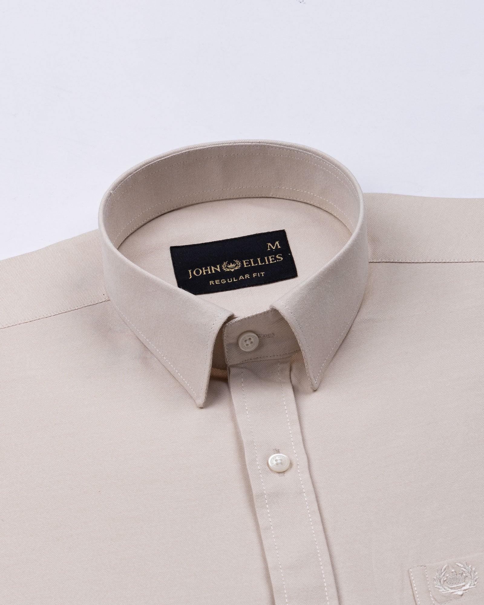 Vicenza Cream Plain Oxford Cotton Shirt - John Ellies