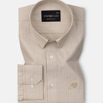 Winslow Beige Stripes Oxford Cotton Shirt - John Ellies