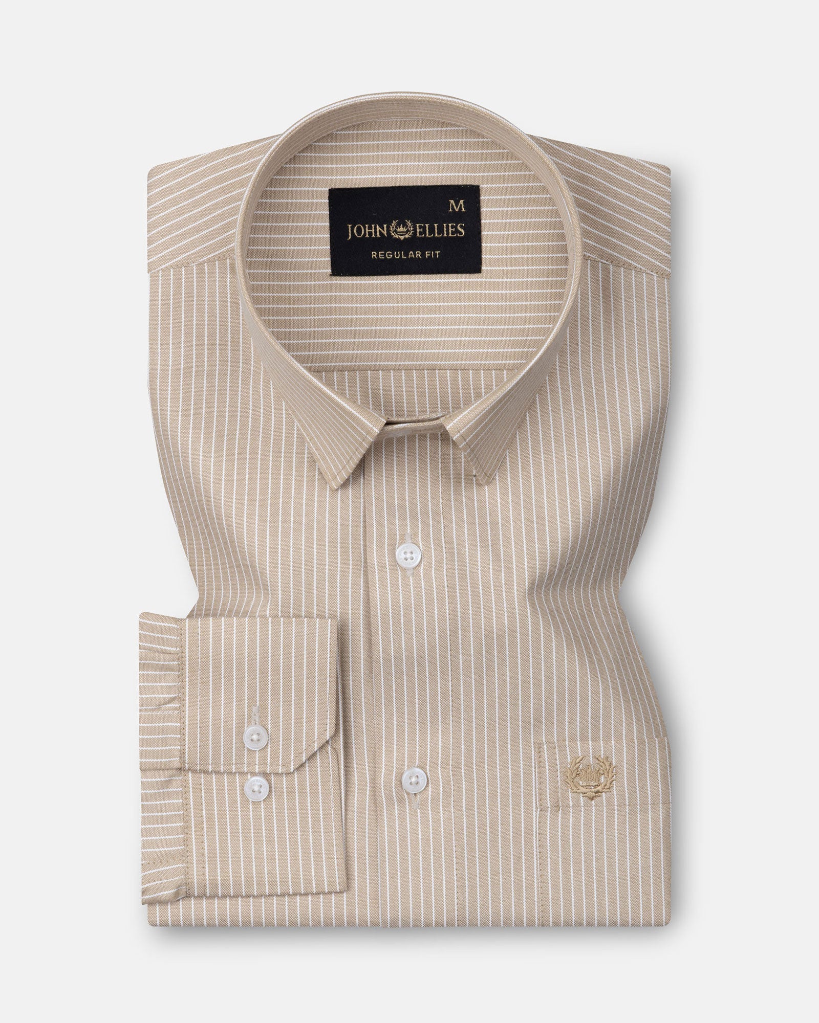 Winslow Beige Stripes Oxford Cotton Shirt - John Ellies
