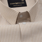Winslow Beige Stripes Oxford Cotton Shirt - John Ellies