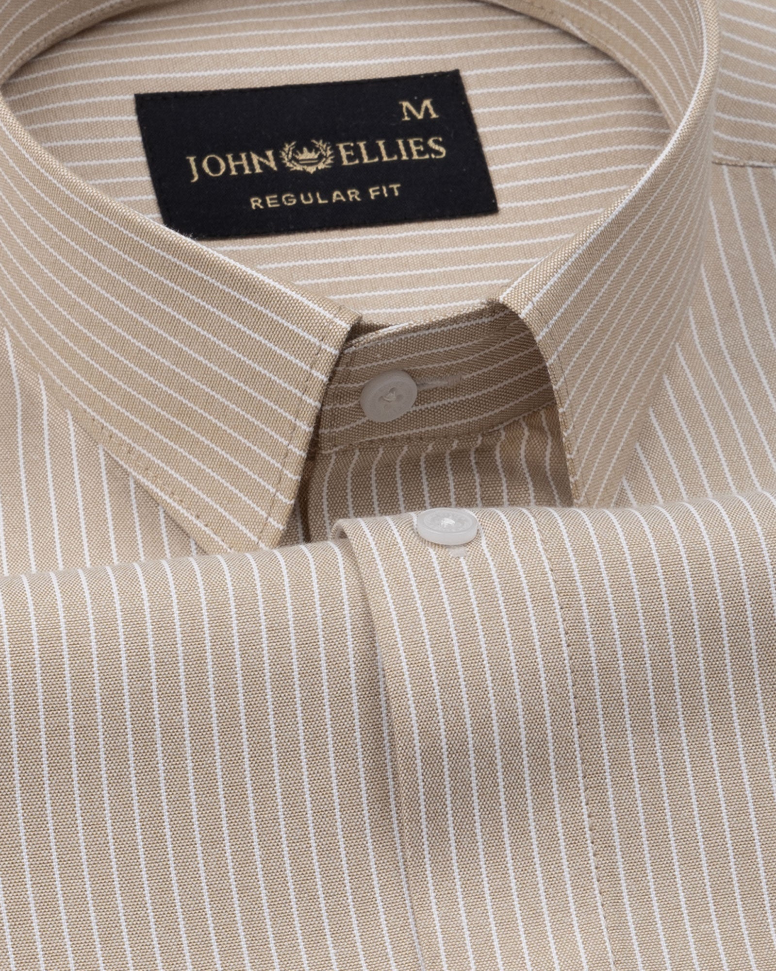 Winslow Beige Stripes Oxford Cotton Shirt - John Ellies