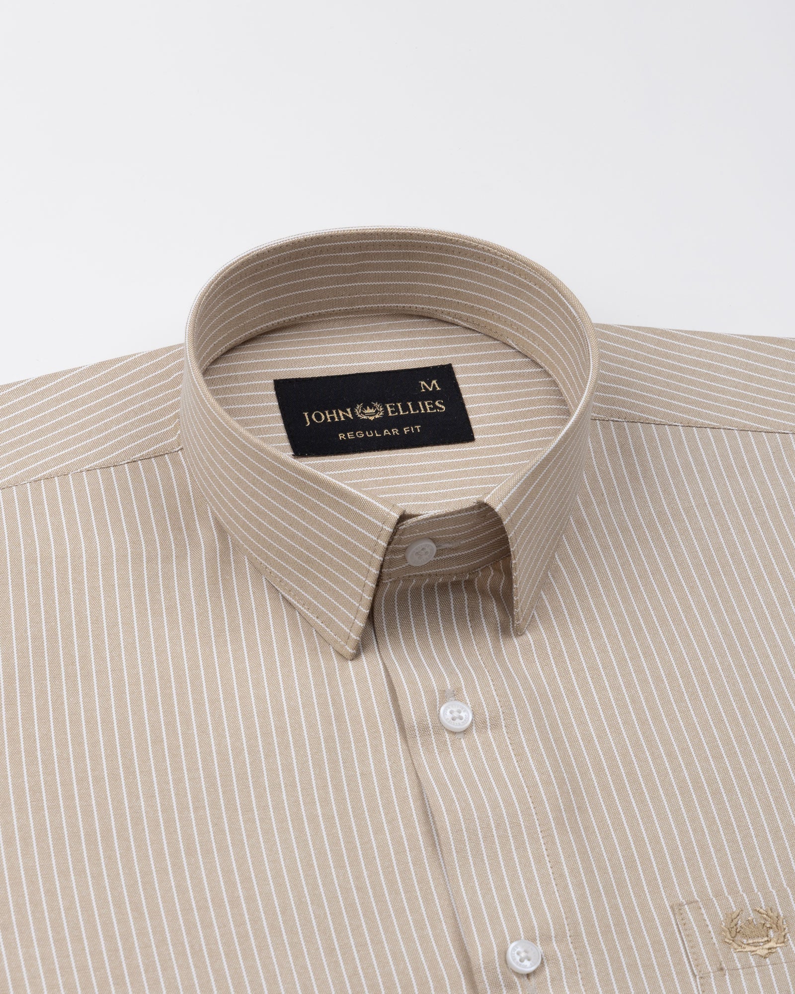 Winslow Beige Stripes Oxford Cotton Shirt - John Ellies