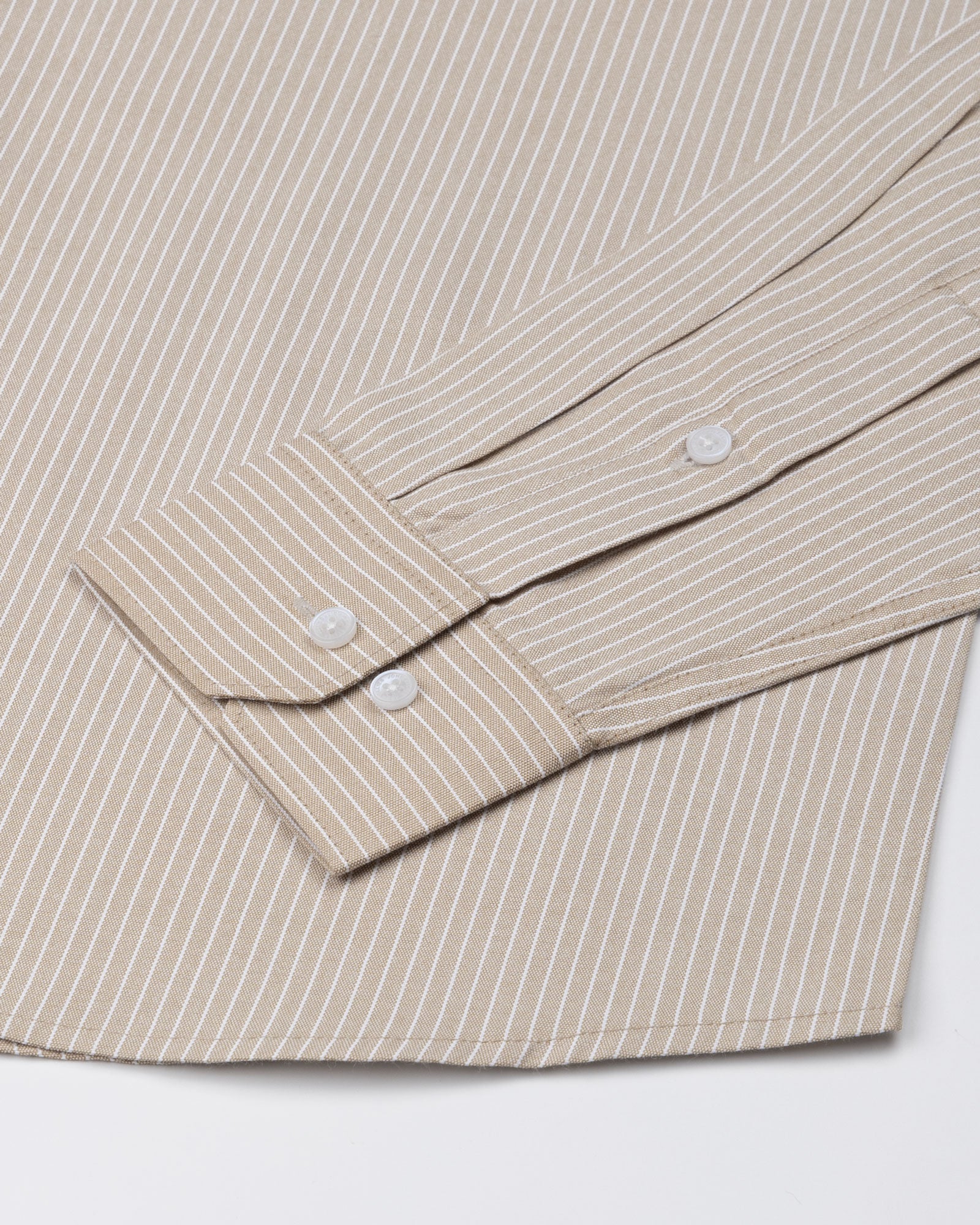 Winslow Beige Stripes Oxford Cotton Shirt - John Ellies
