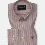 Winslow Brown Stripes Oxford Cotton Shirt - John Ellies