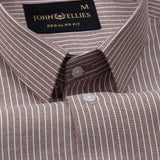 Winslow Brown Stripes Oxford Cotton Shirt - John Ellies