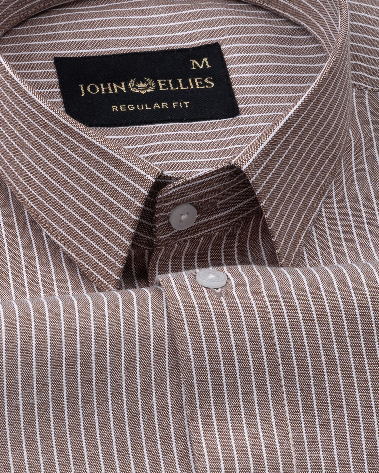 Winslow Brown Stripes Oxford Cotton Shirt - John Ellies