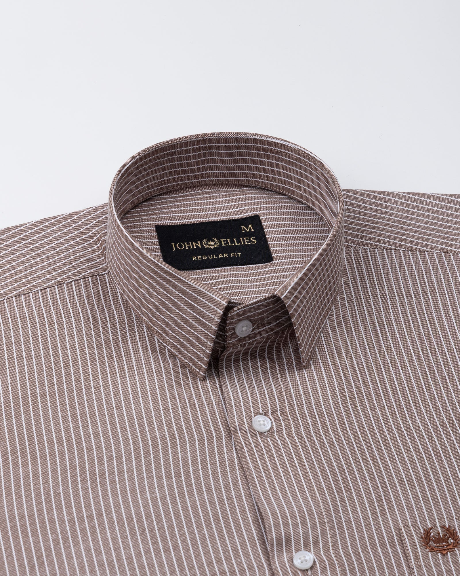 Winslow Brown Stripes Oxford Cotton Shirt - John Ellies