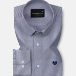 Winslow Navy Blue Stripes Oxford Cotton Shirt - John Ellies