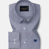 Winslow Navy Blue Stripes Oxford Cotton Shirt - John Ellies