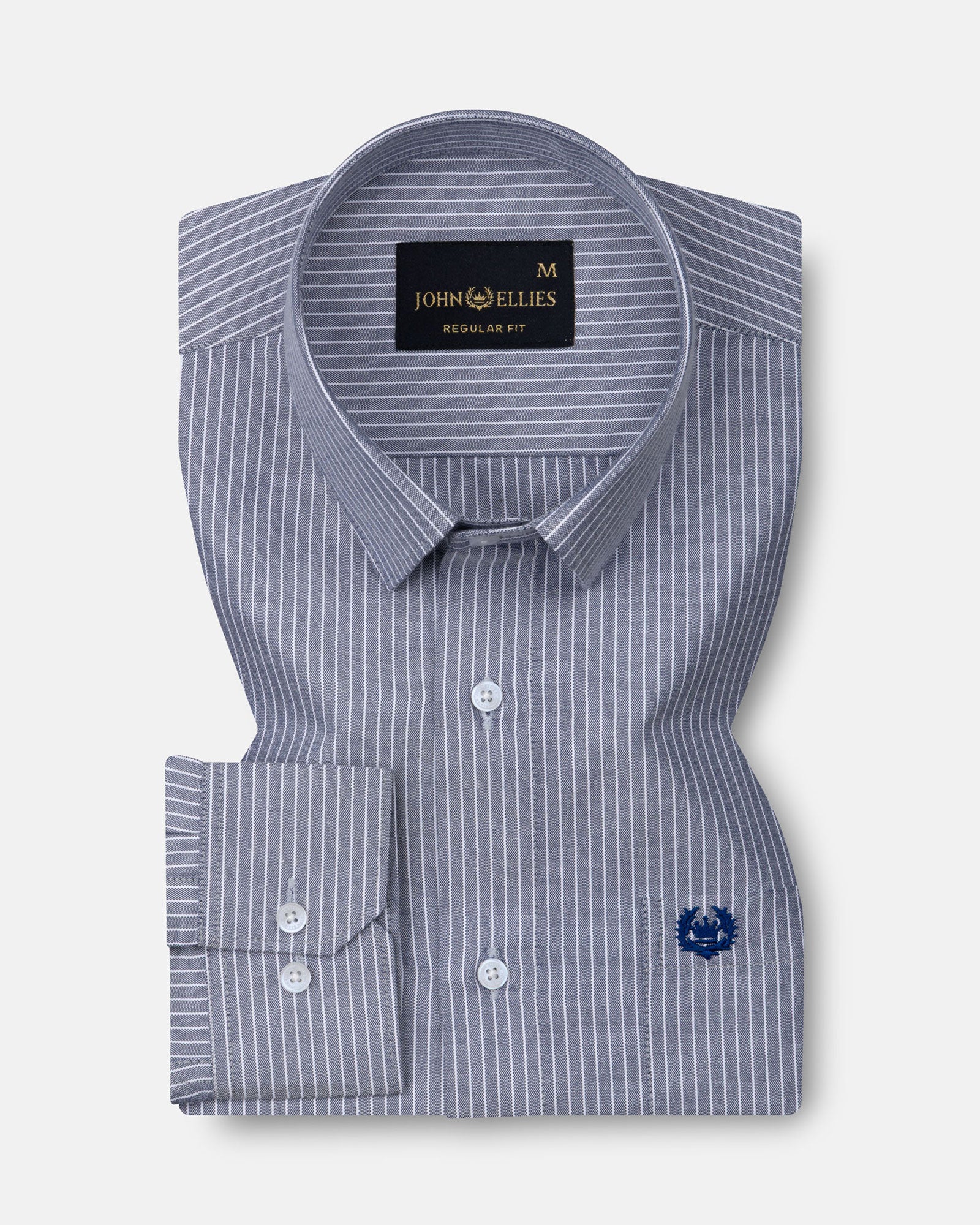 Winslow Navy Blue Stripes Oxford Cotton Shirt - John Ellies