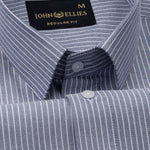 Winslow Navy Blue Stripes Oxford Cotton Shirt - John Ellies
