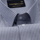 Winslow Navy Blue Stripes Oxford Cotton Shirt - John Ellies