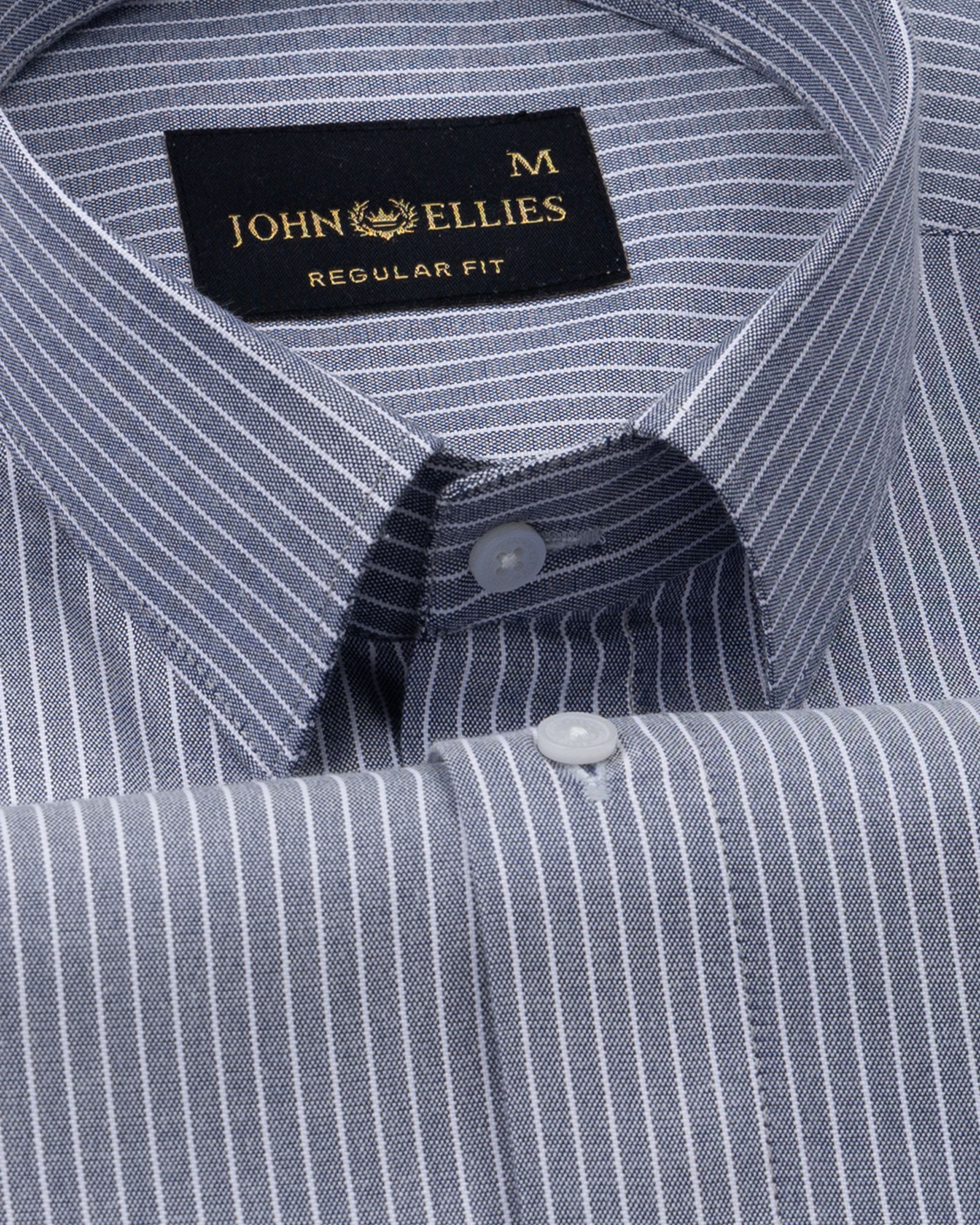 Winslow Navy Blue Stripes Oxford Cotton Shirt - John Ellies