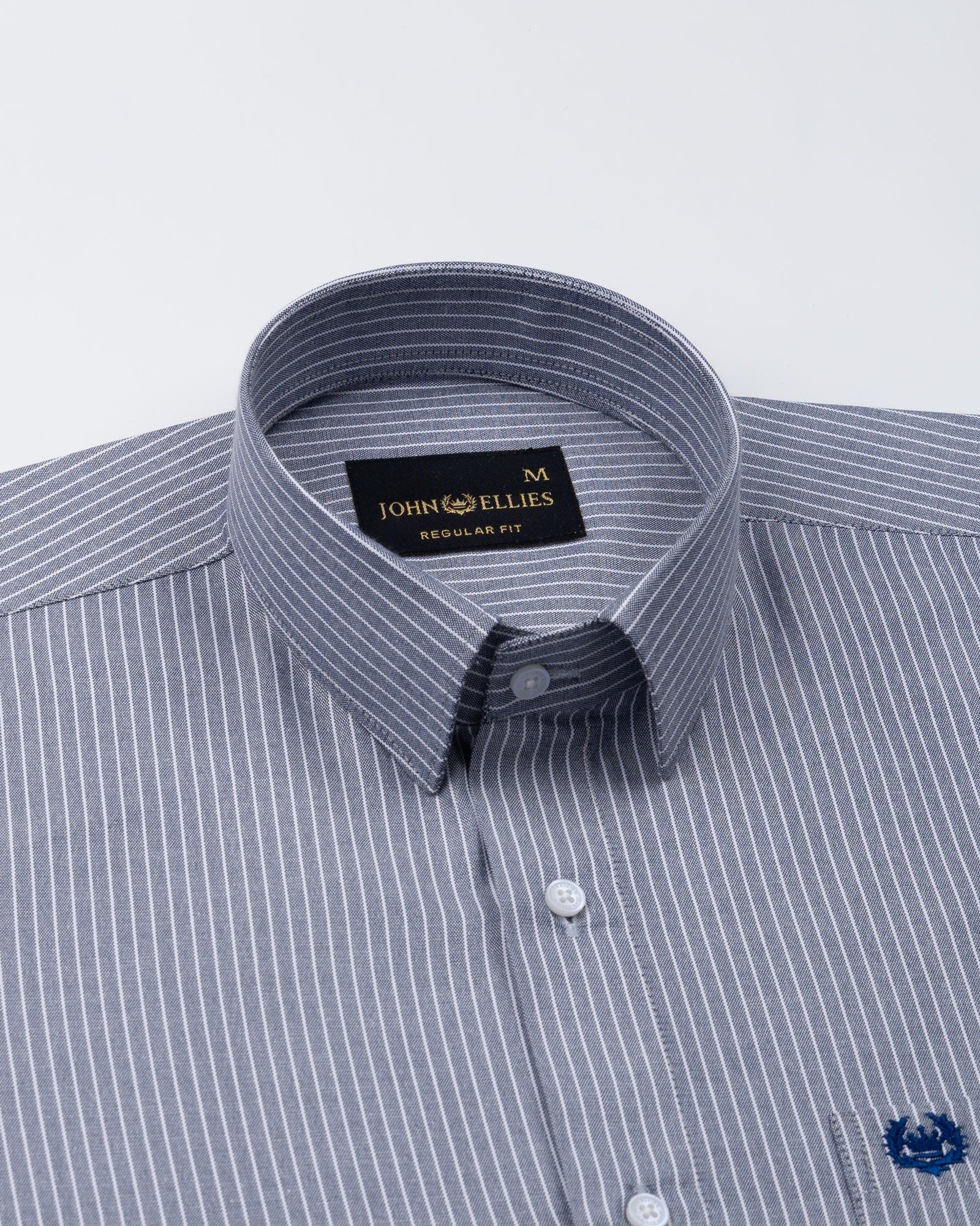 Winslow Navy Blue Stripes Oxford Cotton Shirt - John Ellies