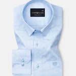Belagio Powder Blue Printed Cotton Shirt - John Ellies