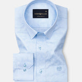 Belagio Powder Blue Printed Cotton Shirt - John Ellies