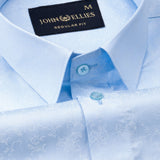 Belagio Powder Blue Printed Cotton Shirt - John Ellies
