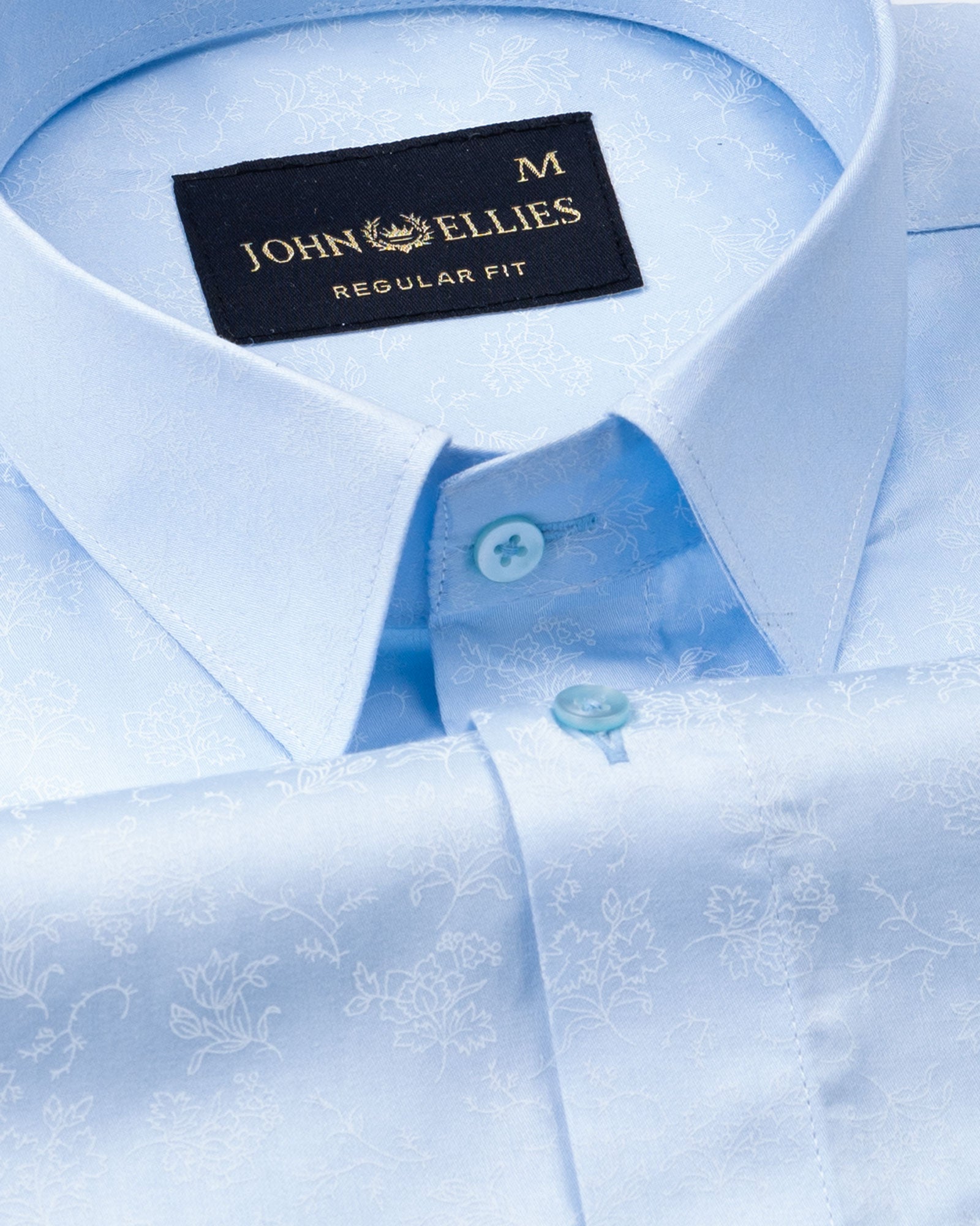 Belagio Powder Blue Printed Cotton Shirt - John Ellies