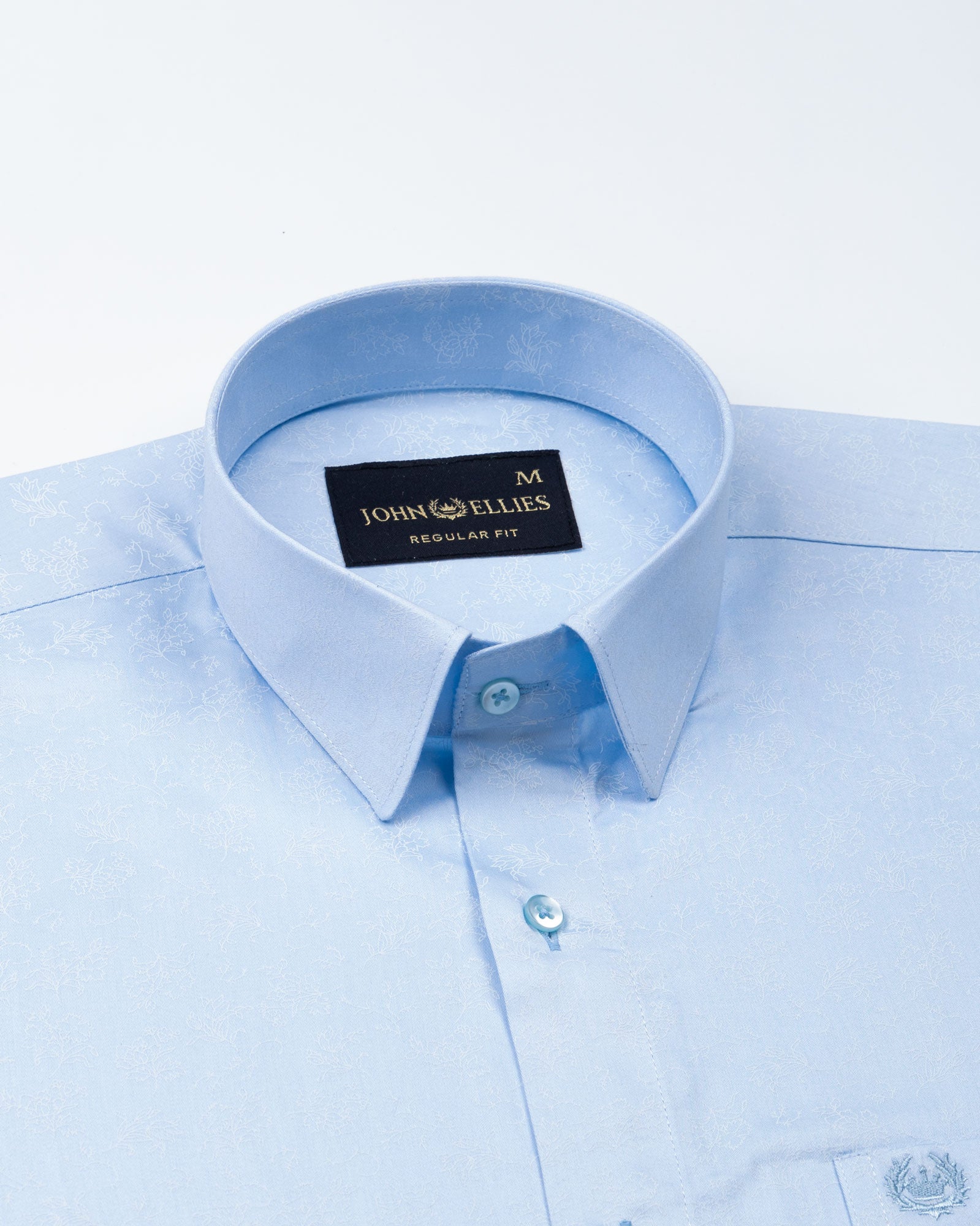 Belagio Powder Blue Printed Cotton Shirt - John Ellies