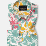 Belagio Olive Printed Cotton Shirt - John Ellies