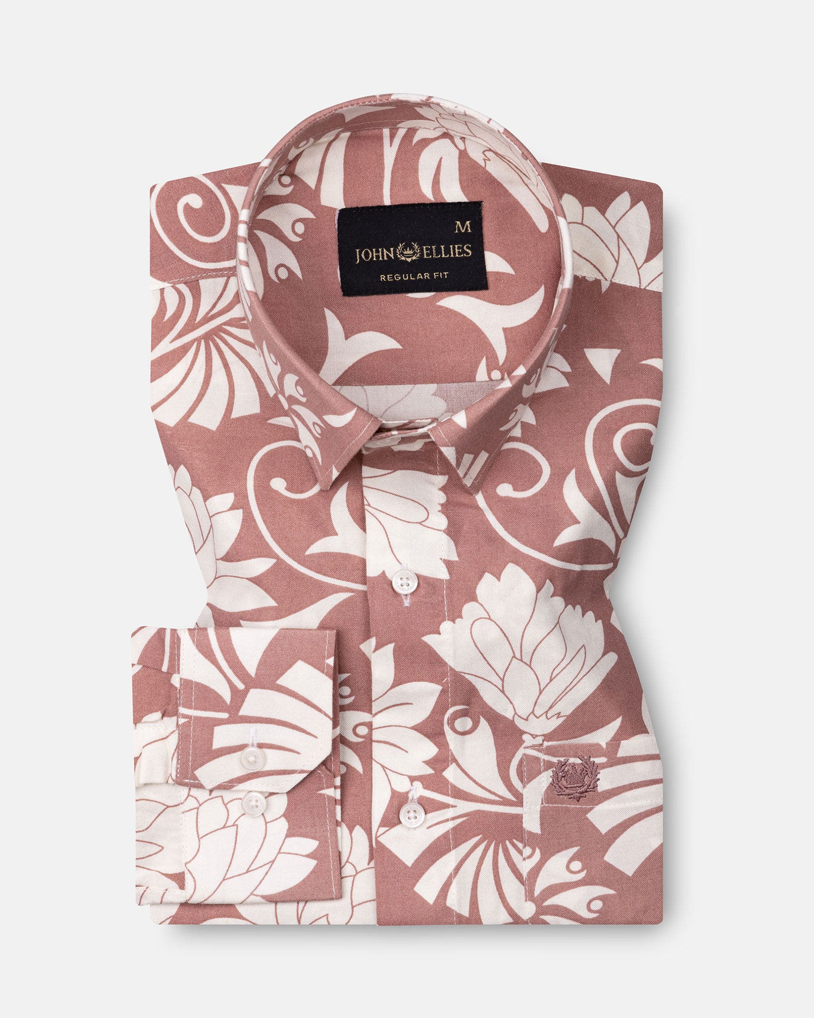 Belagio Peach Printed Cotton Shirt - John Ellies