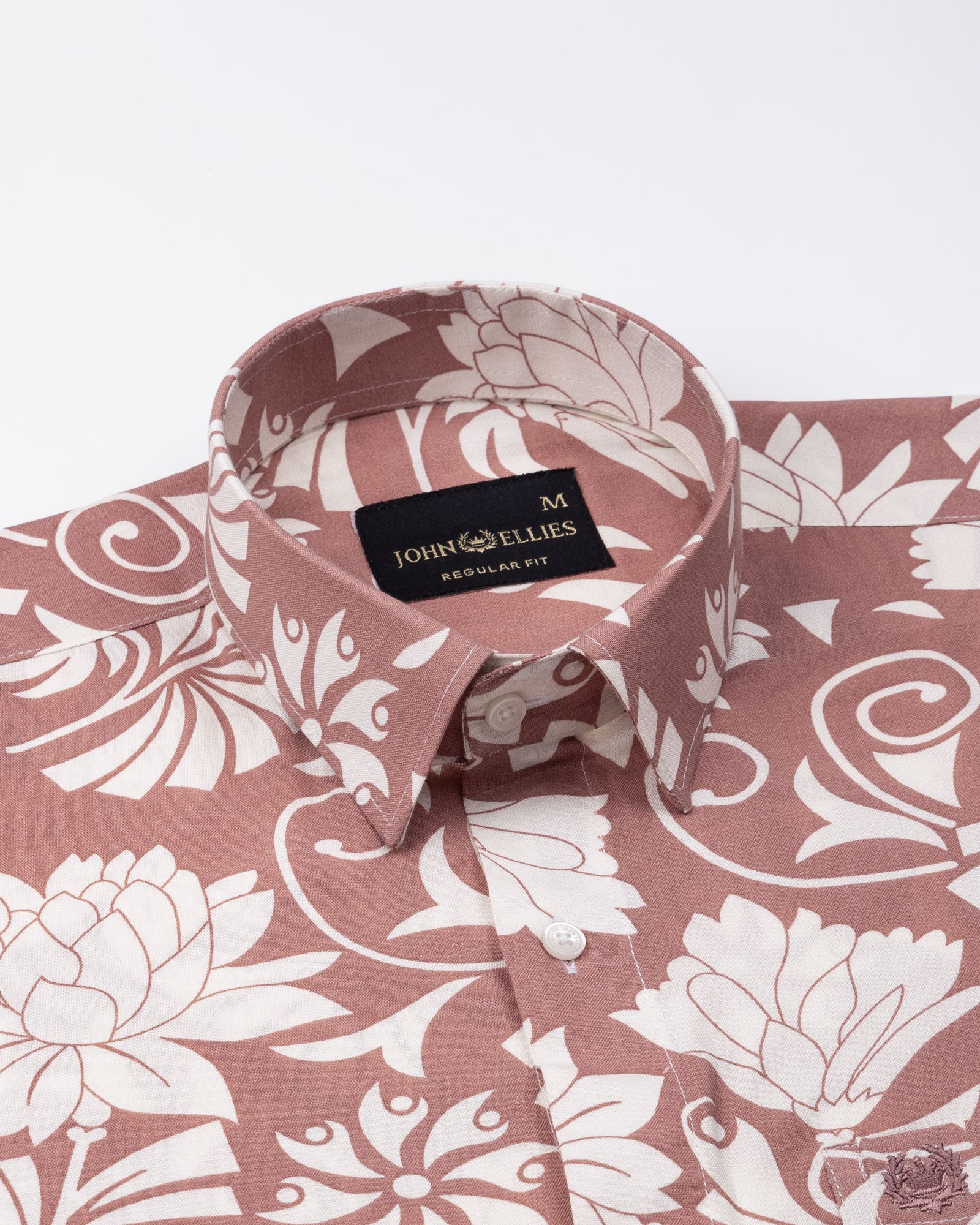 Belagio Peach Printed Cotton Shirt - John Ellies