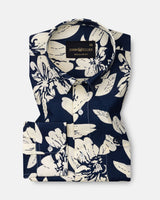 Belagio Navy Blue Printed Cotton Shirt