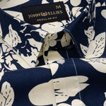 Belagio Navy Blue Printed Cotton Shirt - John Ellies