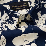 Belagio Navy Blue Printed Cotton Shirt - John Ellies