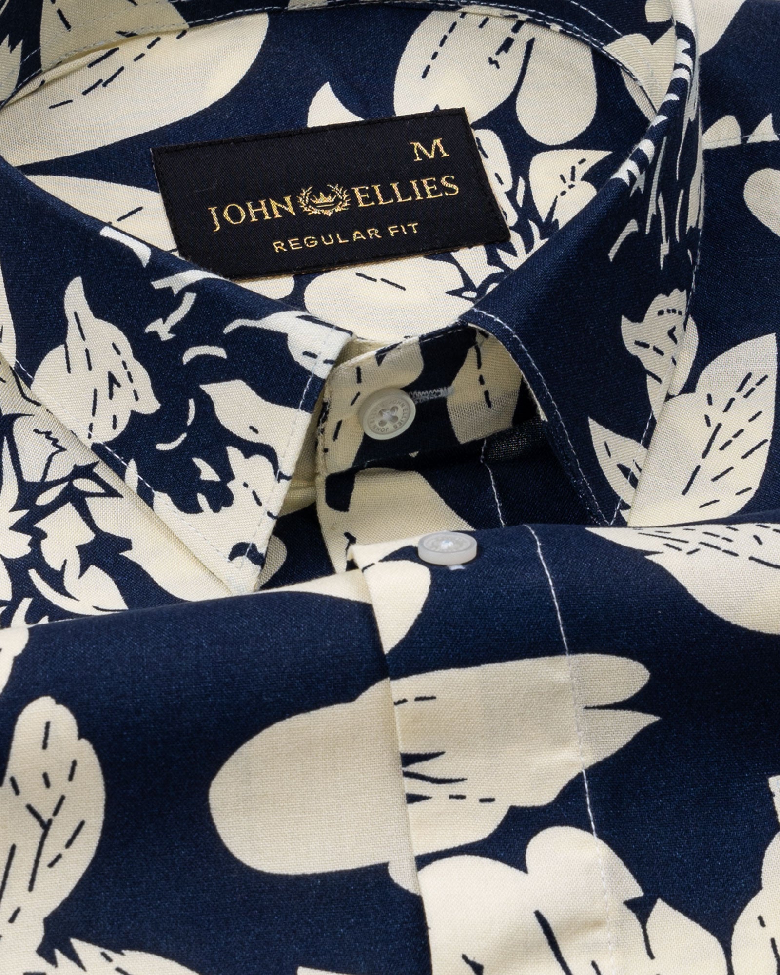 Belagio Navy Blue Printed Cotton Shirt - John Ellies