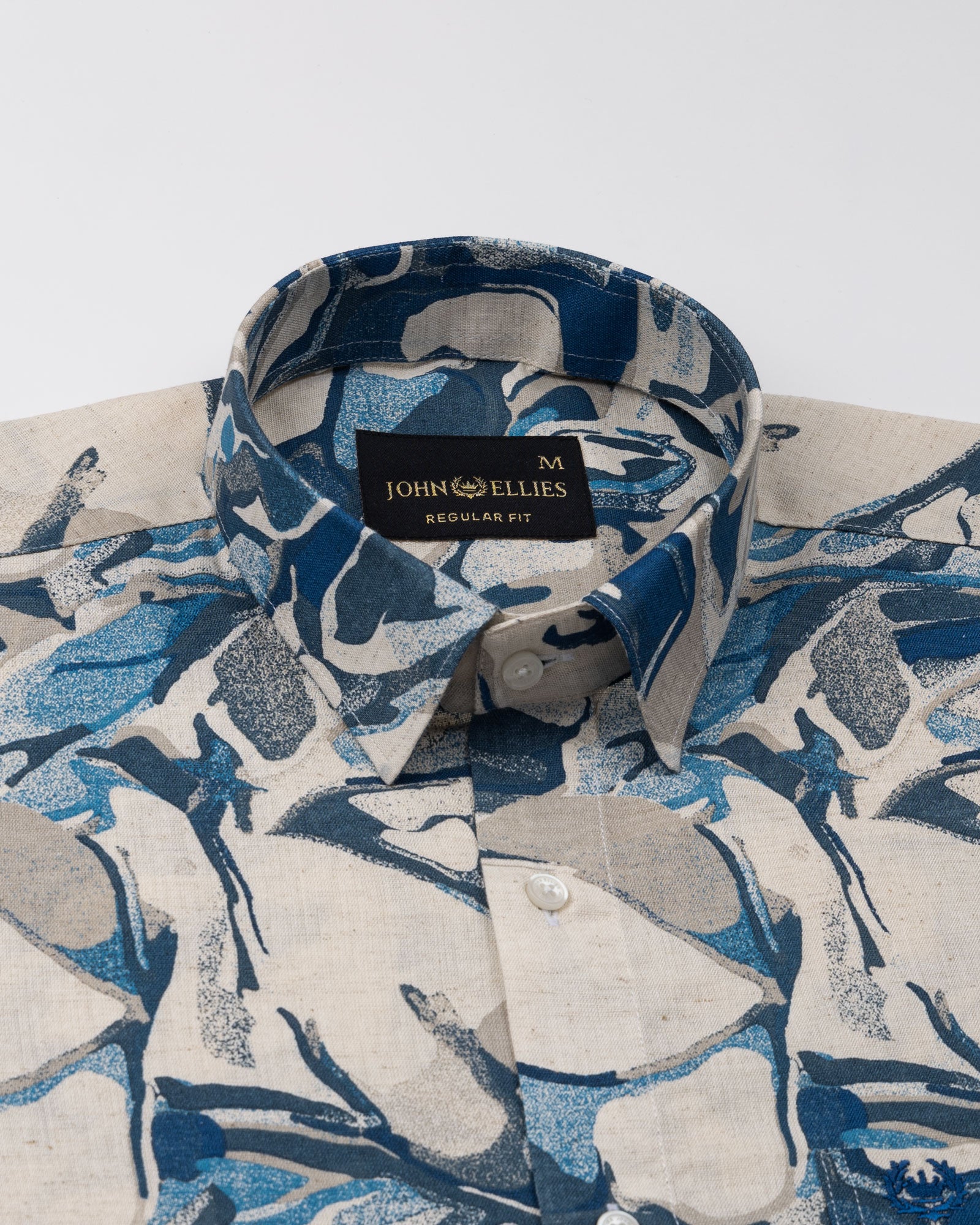 Belagio Royal Blue Printed Cotton Shirt - John Ellies