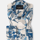 Belagio Royal Blue Printed Cotton Shirt - John Ellies