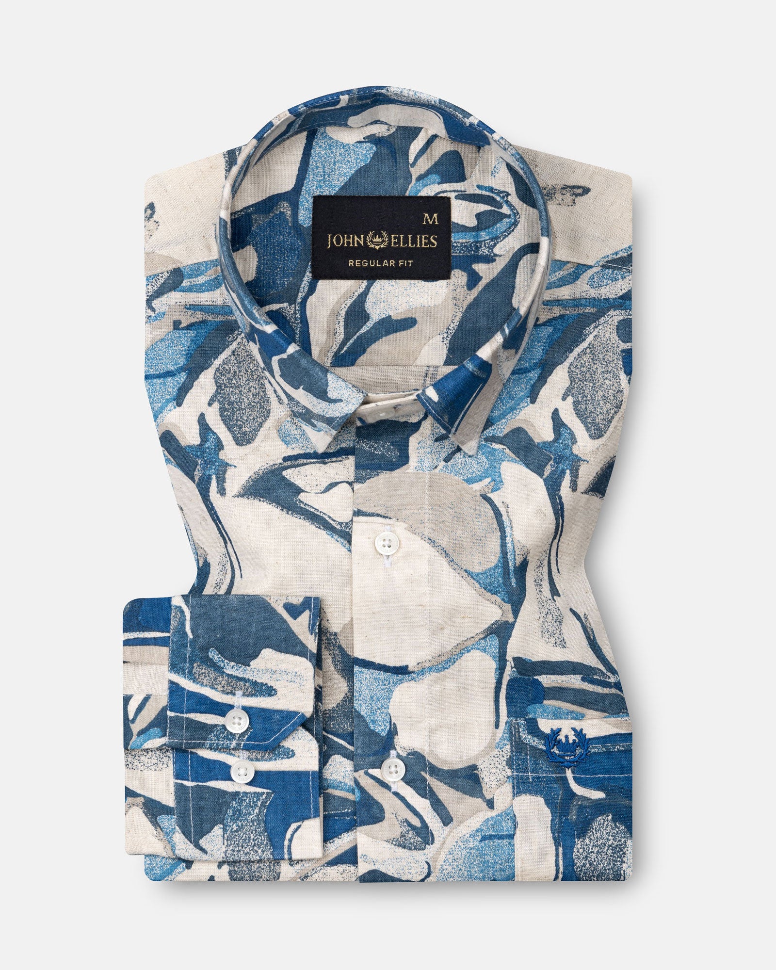 Belagio Royal Blue Printed Cotton Shirt - John Ellies