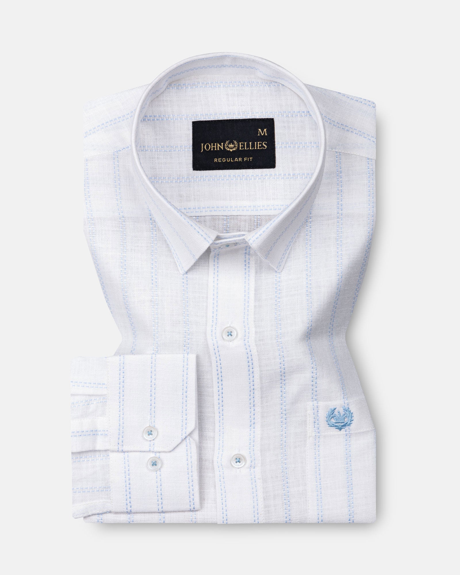 Arezo Sky Blue Stripes Linen Shirt - John Ellies