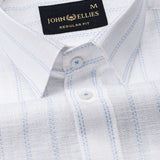 Arezo Sky Blue Stripes Linen Shirt - John Ellies