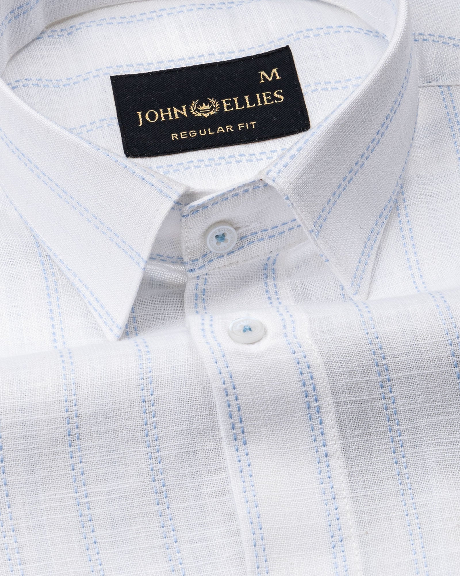 Arezo Sky Blue Stripes Linen Shirt - John Ellies