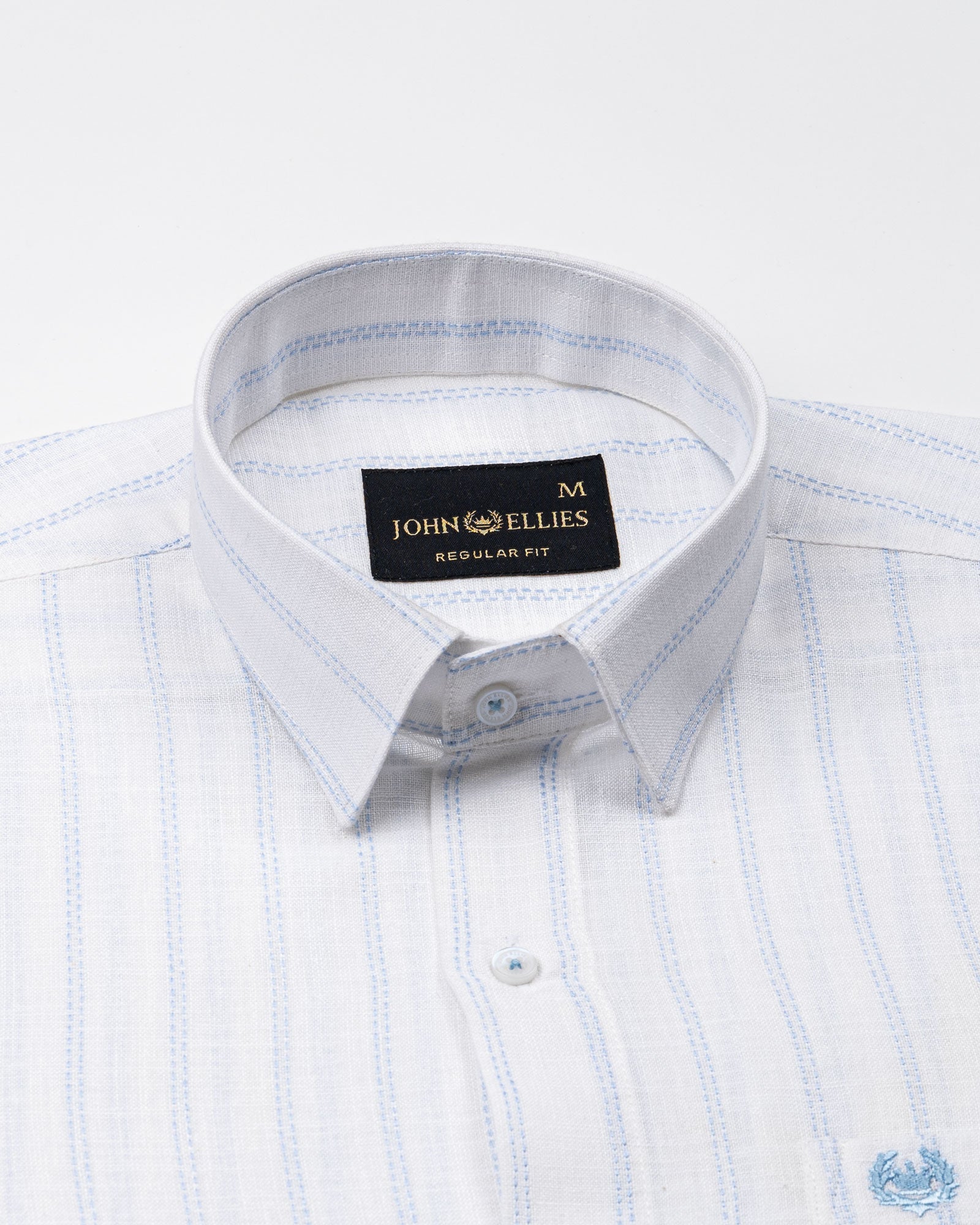 Arezo Sky Blue Stripes Linen Shirt - John Ellies