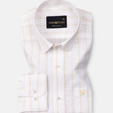 Arezo Cream Stripes Linen Shirt - John Ellies