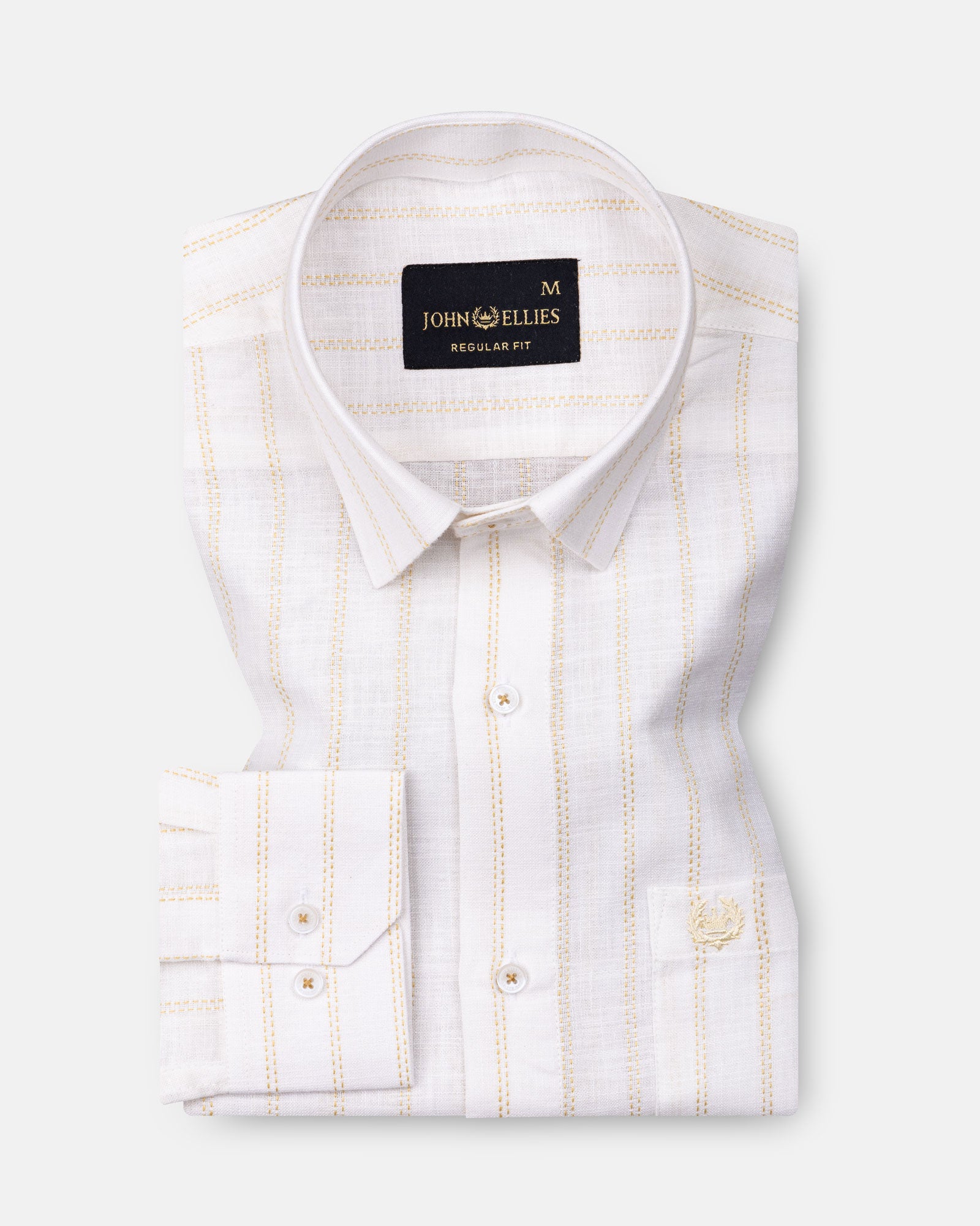 Arezo Cream Stripes Linen Shirt - John Ellies