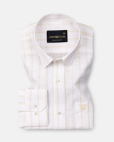 Arezo Cream Stripes Linen Shirt