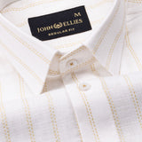 Arezo Cream Stripes Linen Shirt - John Ellies