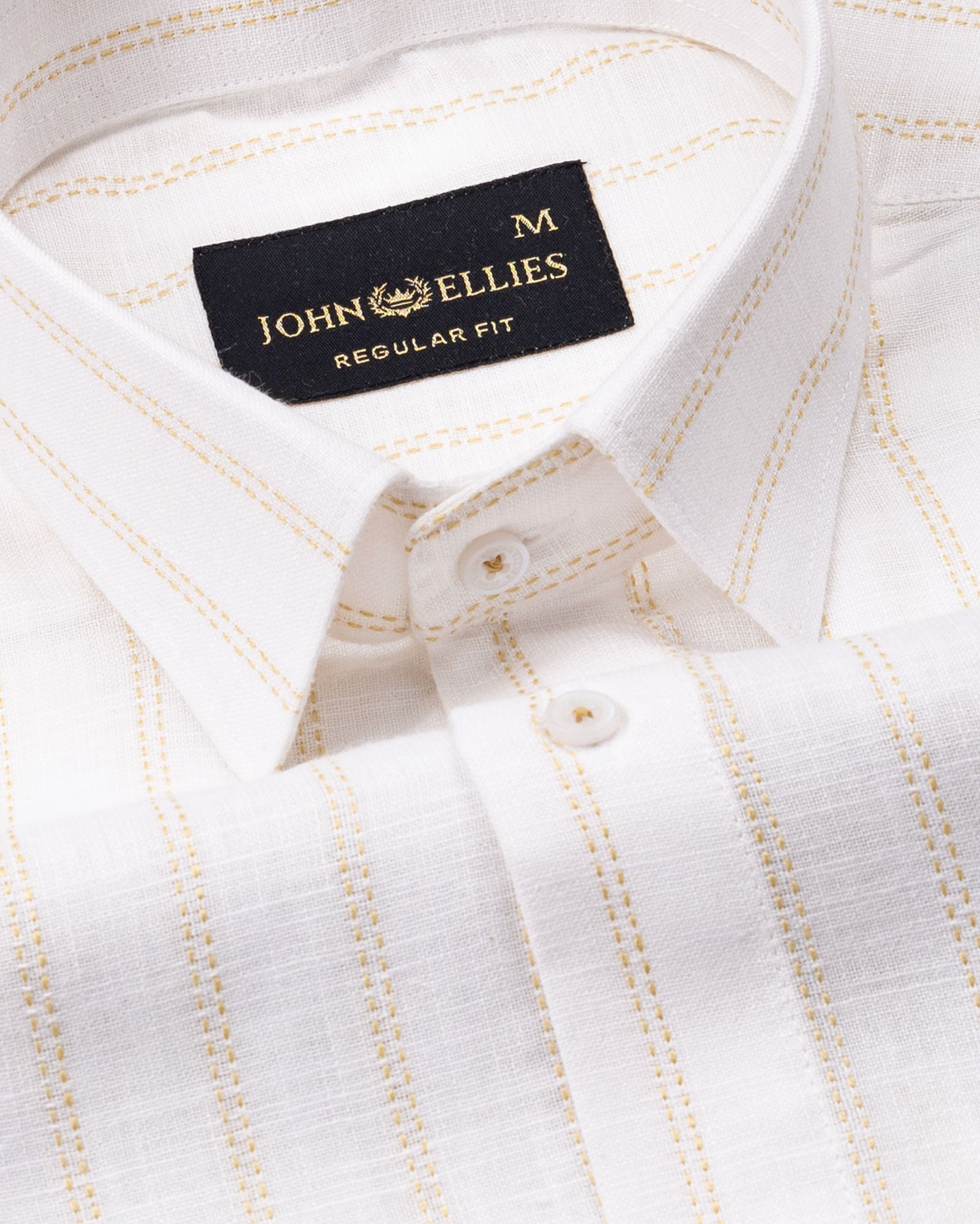Arezo Cream Stripes Linen Shirt - John Ellies