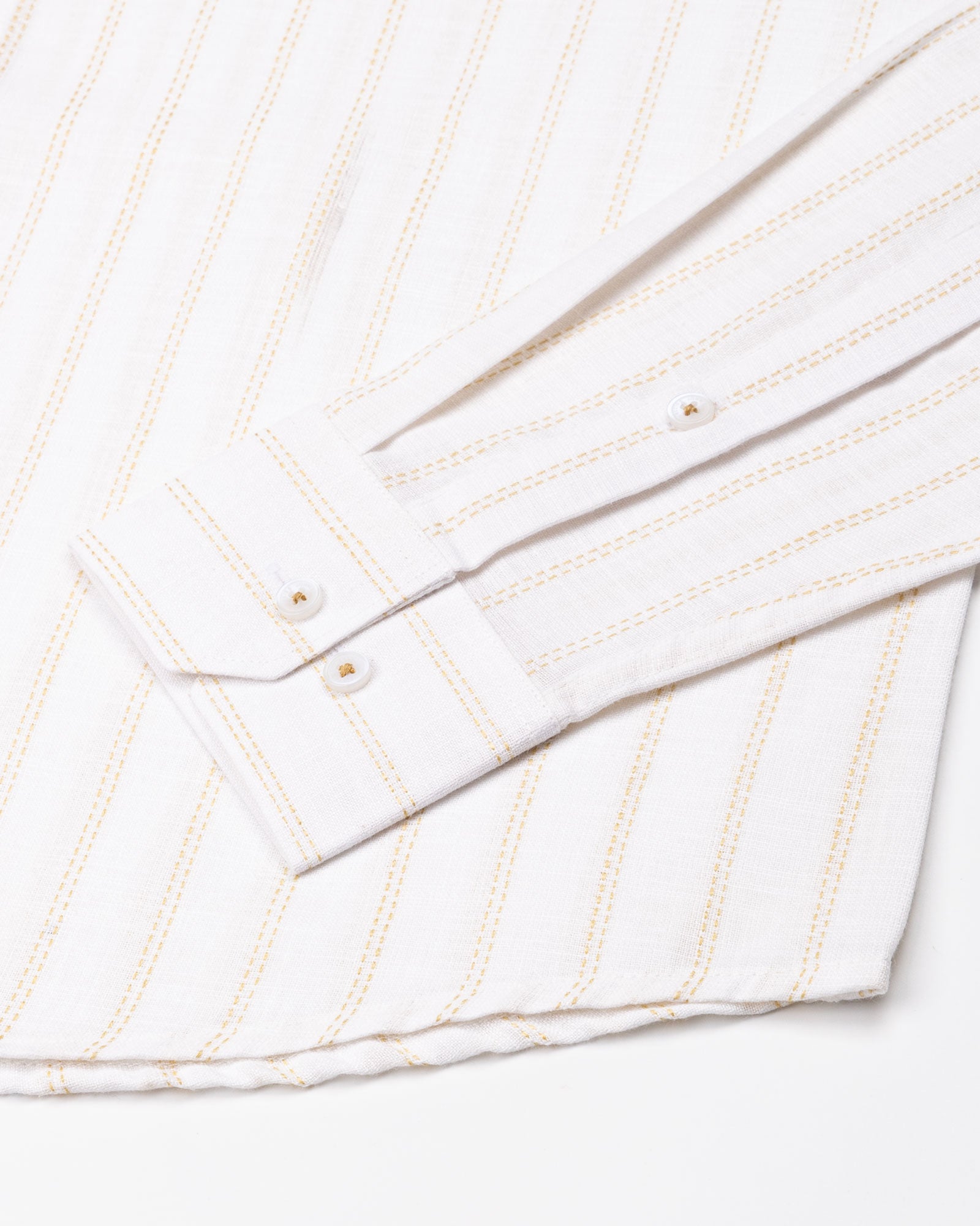 Arezo Cream Stripes Linen Shirt - John Ellies