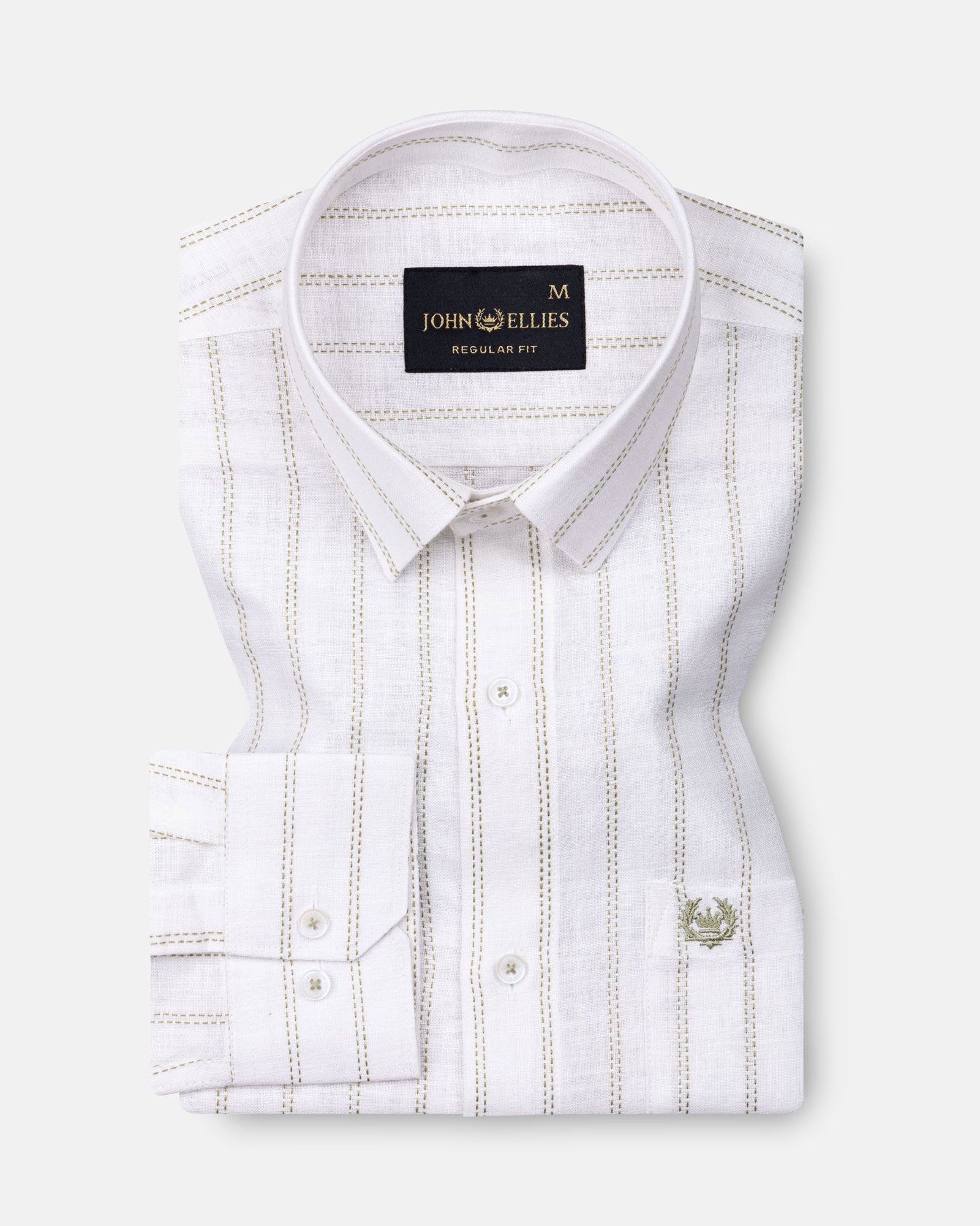 Arezo Olive Stripes Linen Shirt - John Ellies