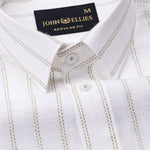 Arezo Olive Stripes Linen Shirt - John Ellies