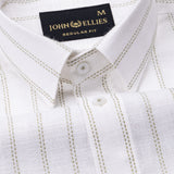 Arezo Olive Stripes Linen Shirt - John Ellies