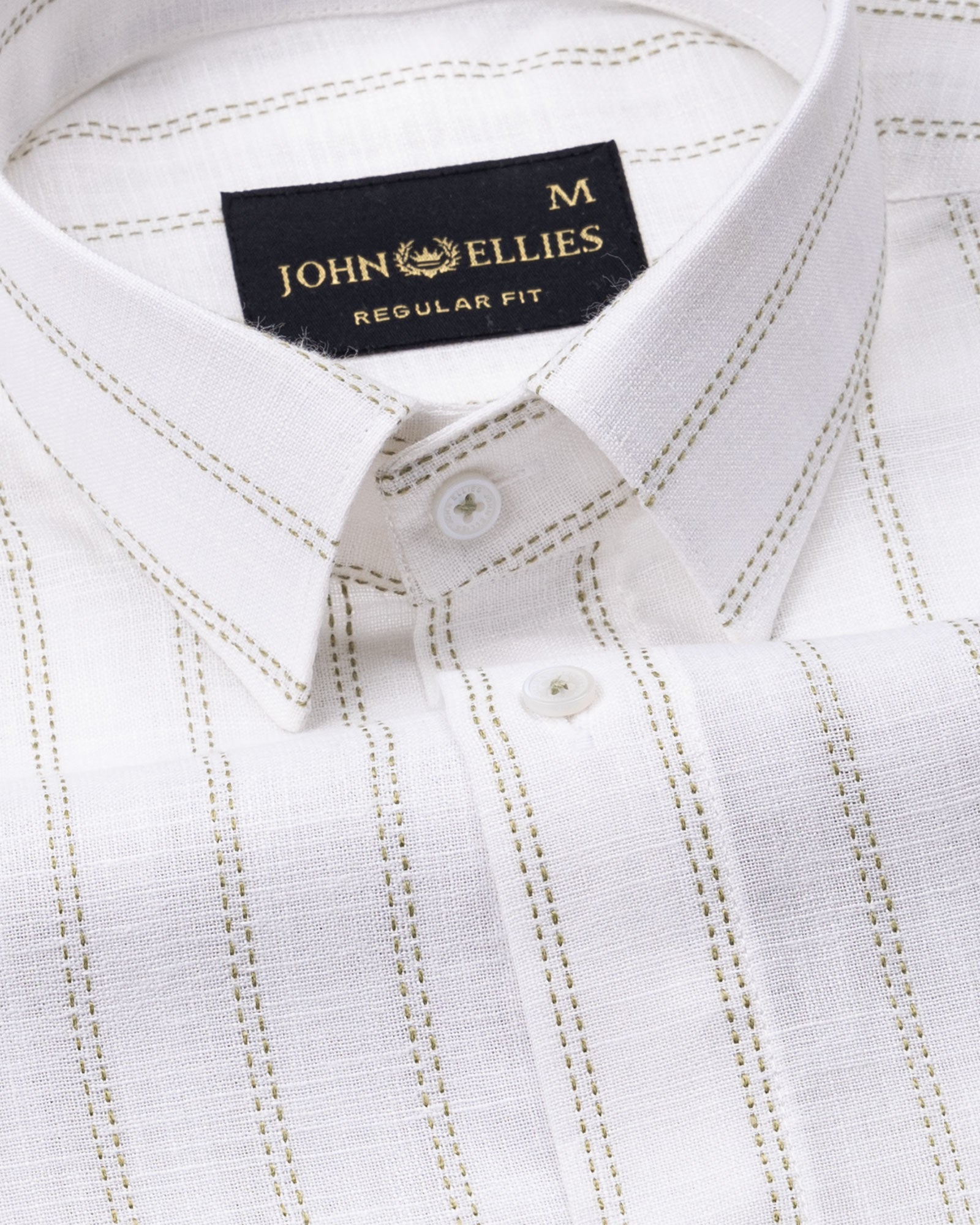 Arezo Olive Stripes Linen Shirt - John Ellies