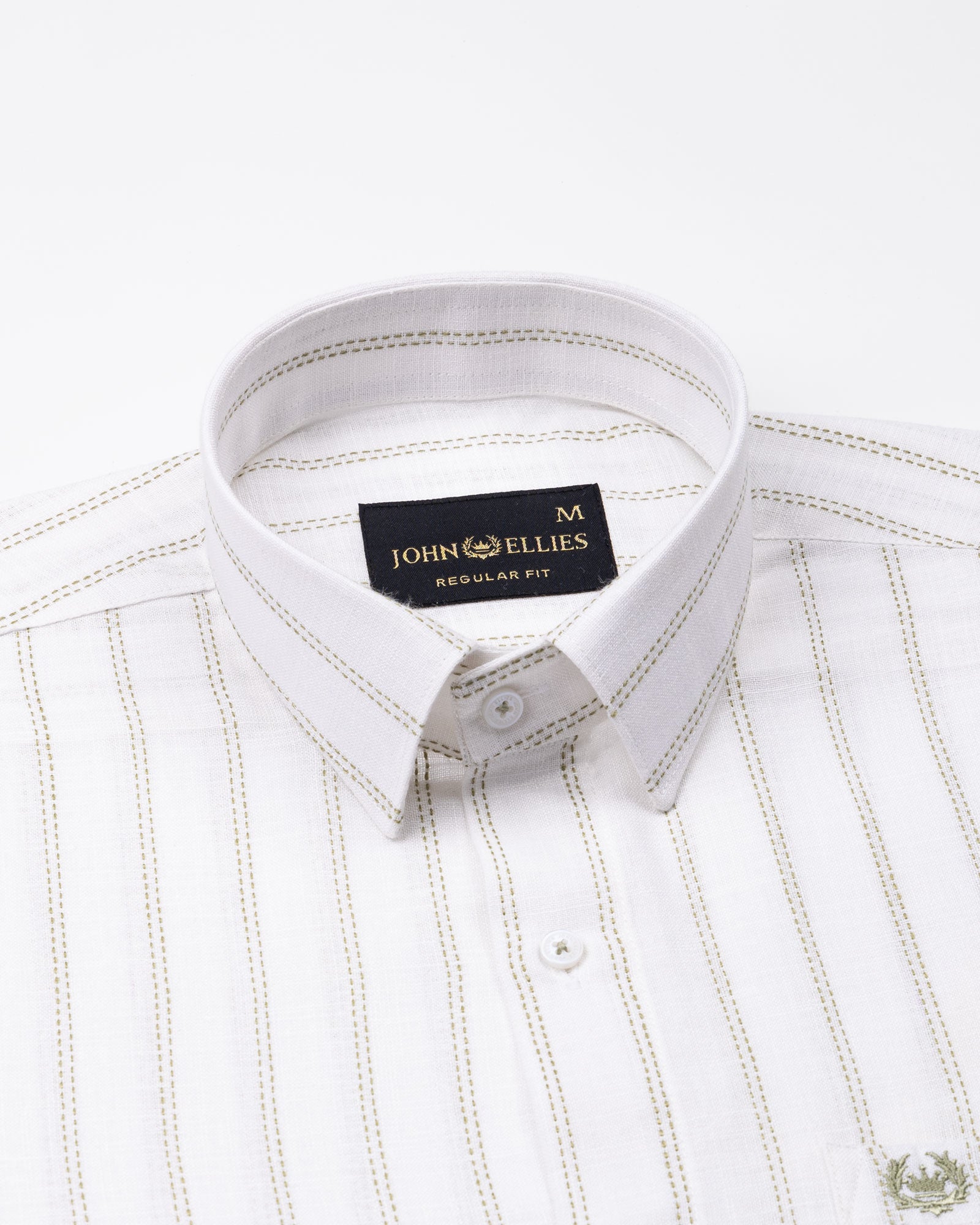 Arezo Olive Stripes Linen Shirt - John Ellies